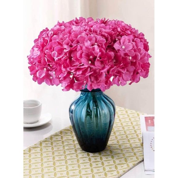 10 Pack | Fuchsia Pink Hydrangeas Flowers Wedding Bouquet Floral Centerpiece - Picture 1 of 4